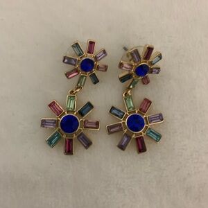Multicolor Gold-Tone Flower Earrings